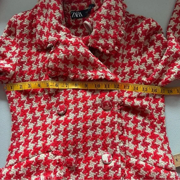 Zara textured houndstooth coat red - Picture 13 of 14